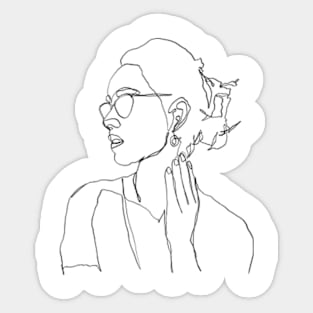 Woman in glasses rough Sticker